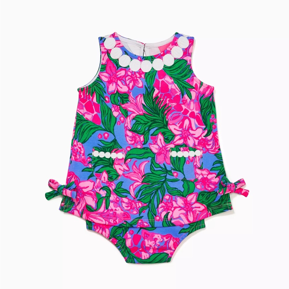Lily Pulitzer Baby Lily Knit Shift Dress Cerise Pink Safari Sunset 6-12